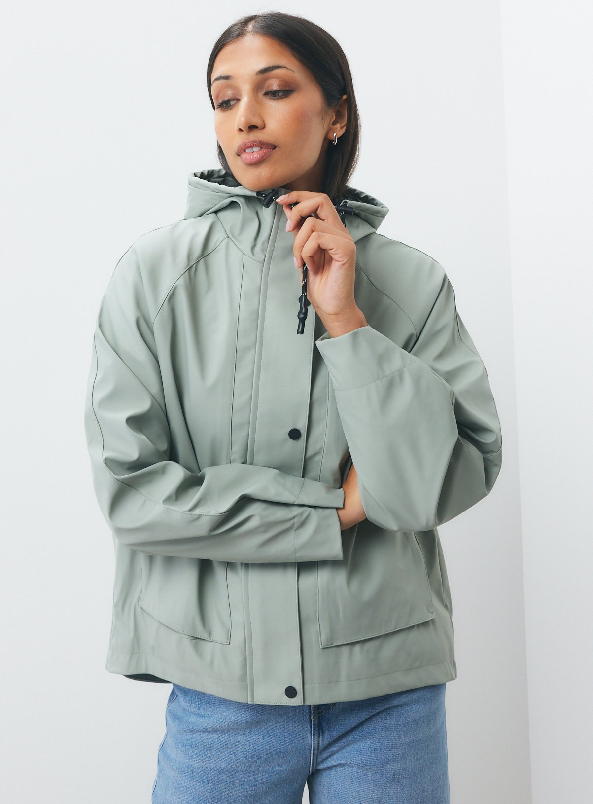 Light Green Rubber Hooded Raincoat S - Image 1 thumbnail